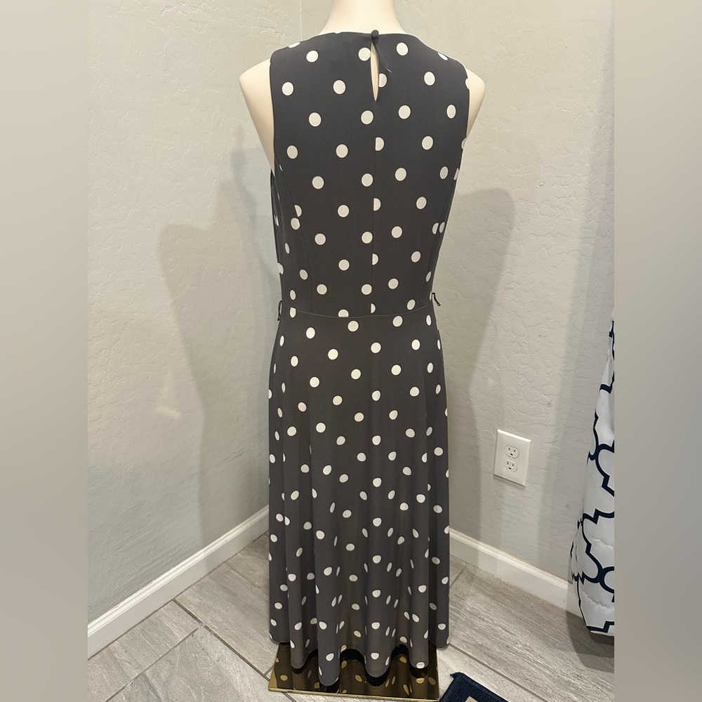 Ralph Lauren Gray Polka Dot Midi Dress - Picture 4 of 6
